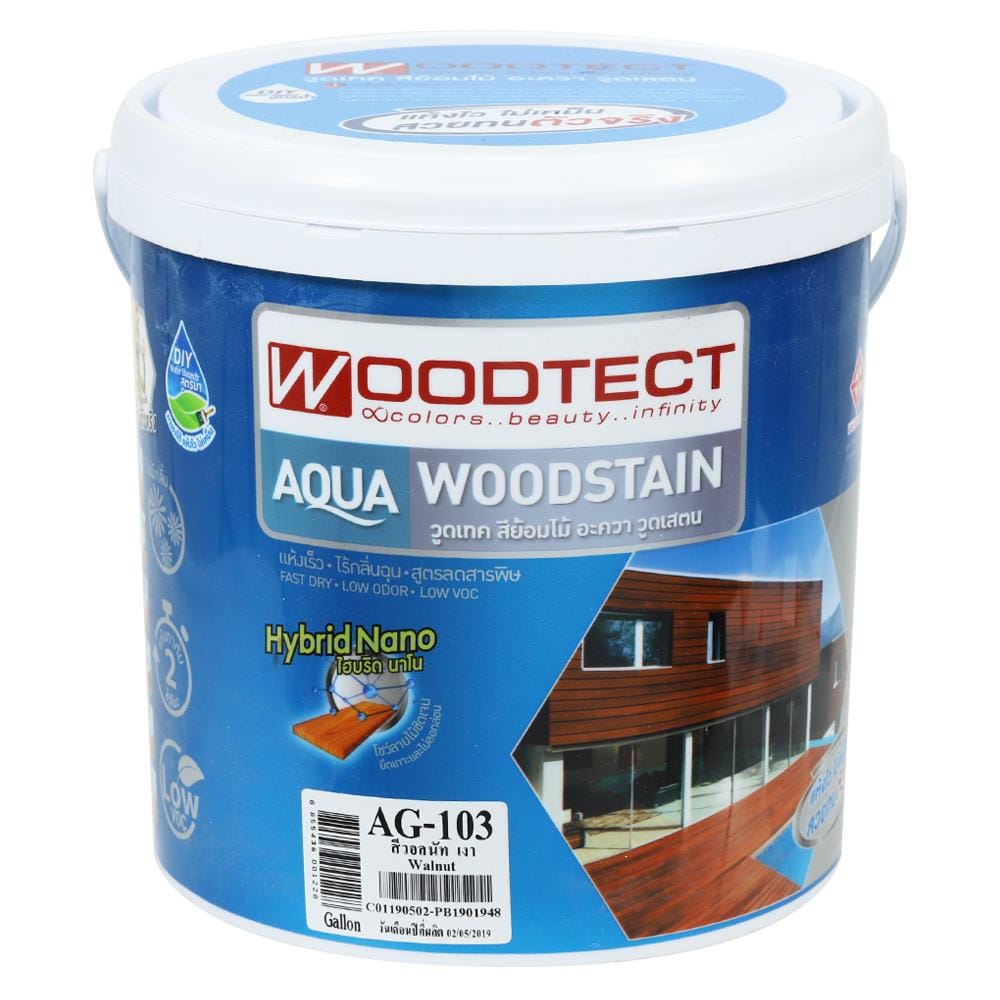 สีย้อมไม้ WOODTECT AQUA AG-103 สีวอลนัท เงา 1 แกลลอน