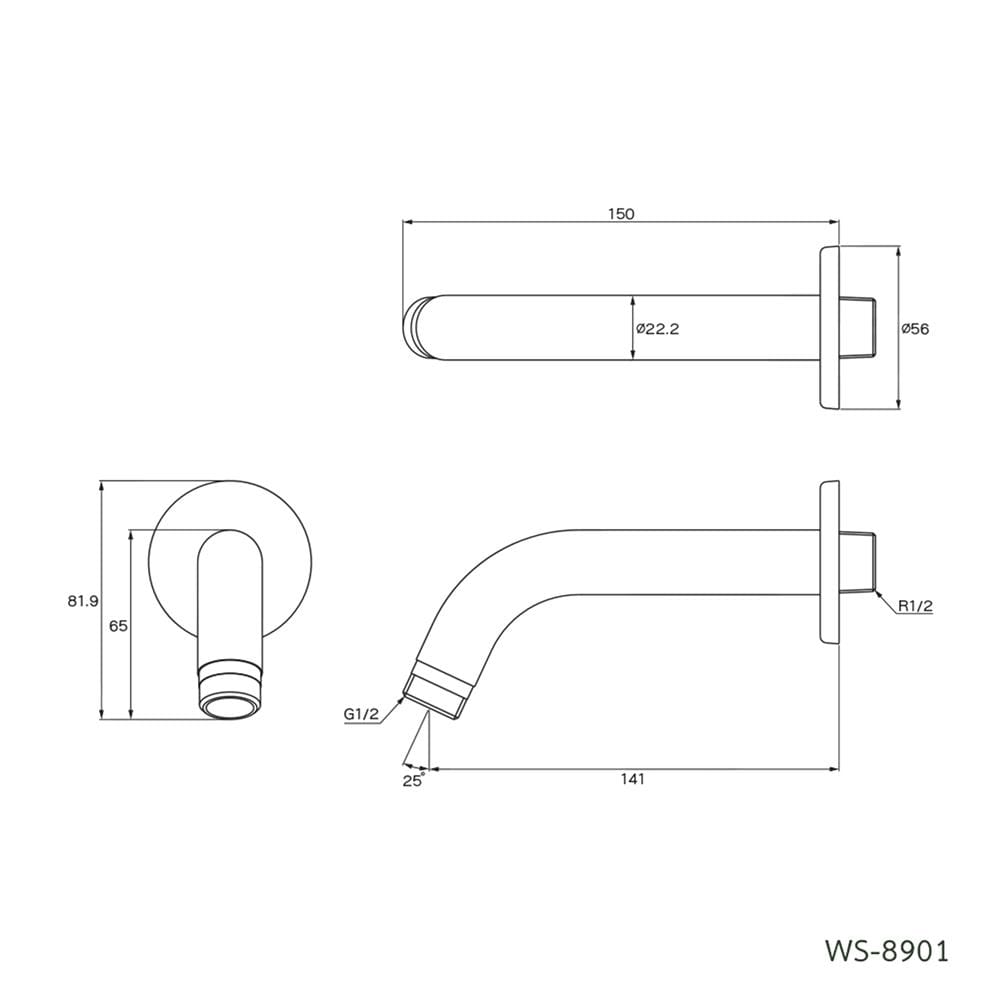 ก้านฝักบัว RAIN SHOWER WS WS-8901 สเตนเลส