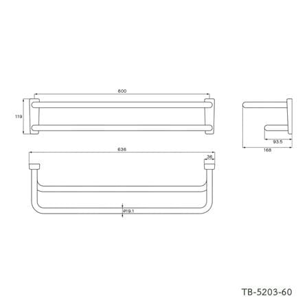 ราวแขวนผ้าคู่ WS TB-5203-60 60 ซม. สเตนเลส_1