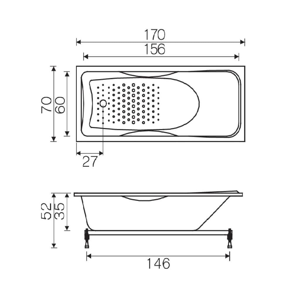 BATHTUB I-SPA BD-ELE17001 170CM WHITE