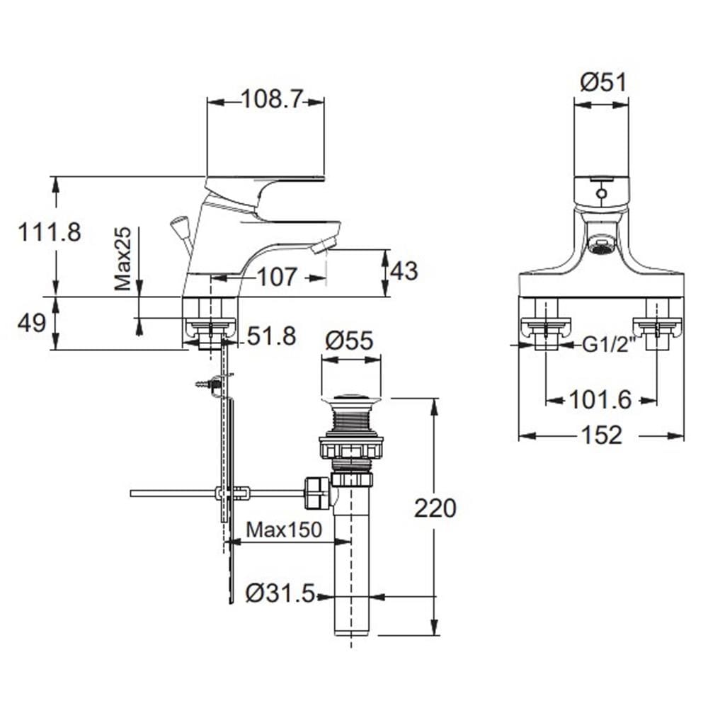 ก๊อกอ่างล้างหน้าผสม AMERICAN STANDARD A-1401-100