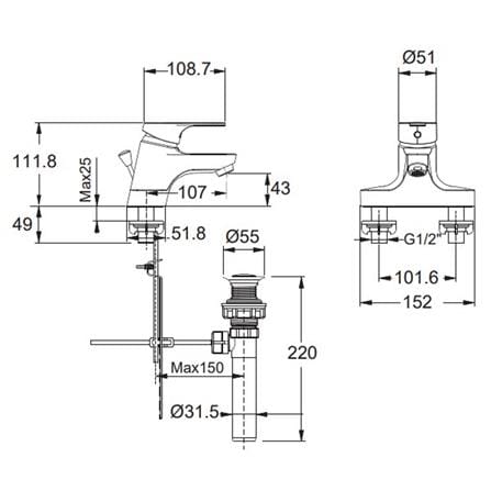 ก๊อกอ่างล้างหน้าผสม AMERICAN STANDARD A-1401-100_1
