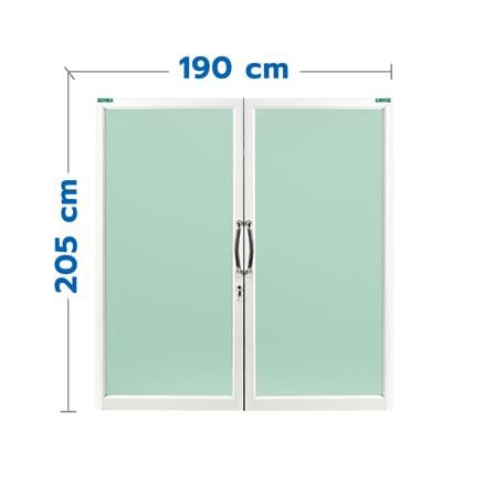 ประตูบานสวิงคู่ อะลูมิเนียม WINDOW ASIA 190x205 ซม. สีขาว_0