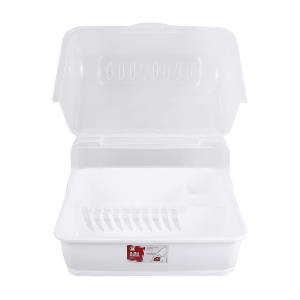 ชั้นคว่ำจานพลาสติกมีฝาครอบ JCJ 2408 สีขาว