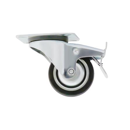 SWIVEL PLATE RUBBER CASTER WITH BRAKE LEON 3IN BLACK_0