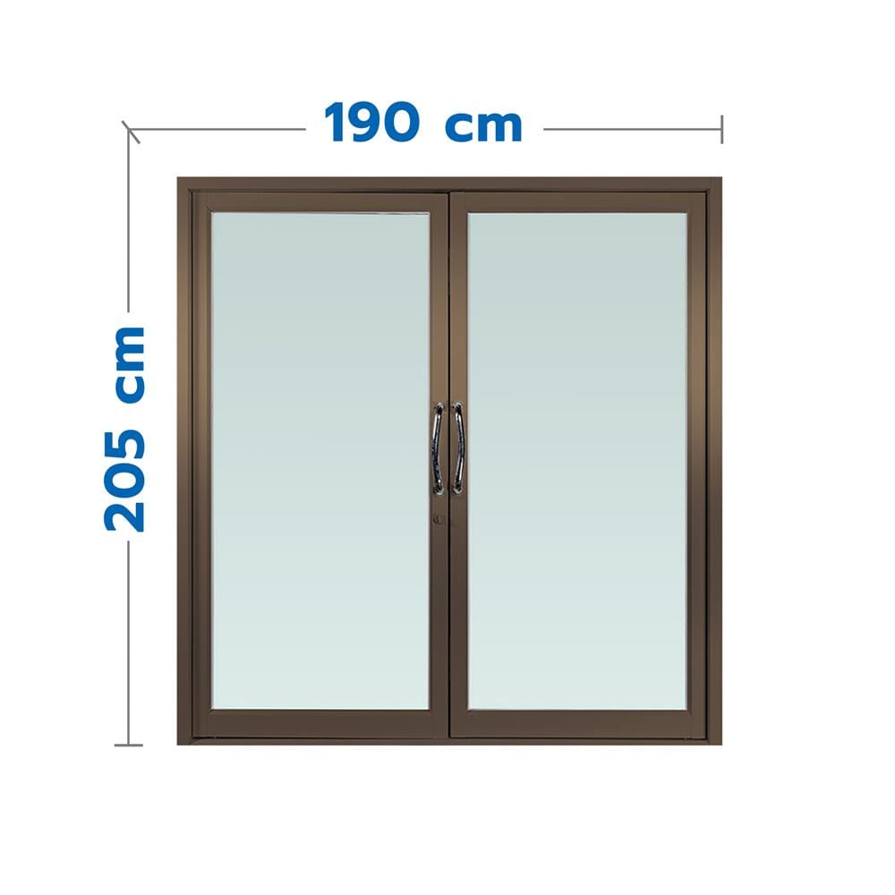 ประตูบานสวิงคู่ อะลูมิเนียม WINDOW ASIA 190X205 ซม. สีชา