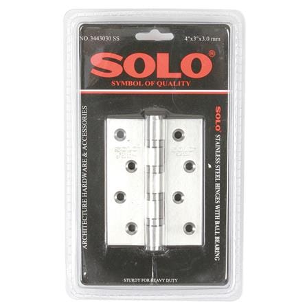 บานพับ 4X3 นิ้ว X 3 มม. SOLO 3443030 สีสเตนเลส (แพ...
