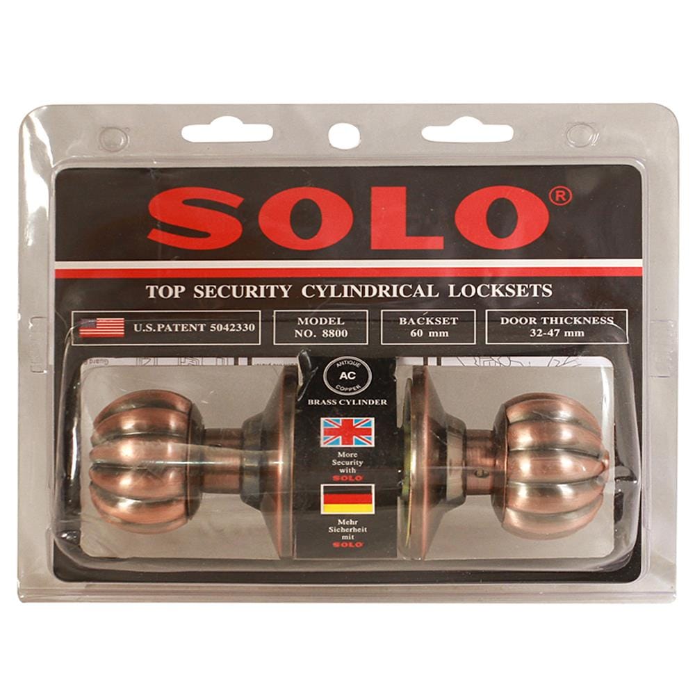 ชุดลูกบิดประตู หัวฟักทอง SOLO 8800AC สีทองแดงรมดำ