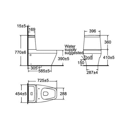 สุขภัณฑ์ 2 ชิ้น AMERICAN STANDARD TF-2230SC-WT-0 3/4.5 ลิตร สีขาว_1