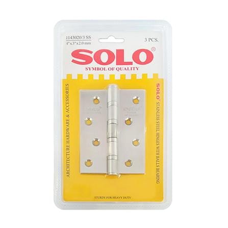 บานพับ 4X3 นิ้ว X 2 มม. SOLO 1143020 สีสเตนเลส (แพ็ก 3 ชิ้น)_1