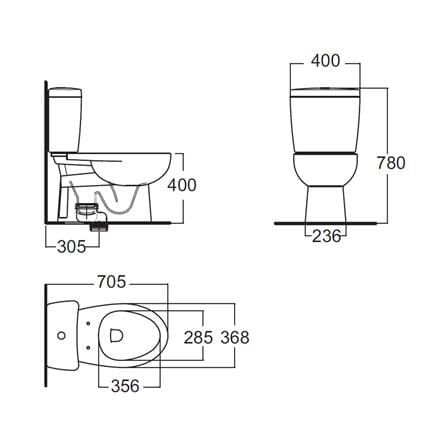 2-PIECE TOILET AMERICAN STANDARD TF-2793SCW-WT-0 3/4.5L WHITE_1