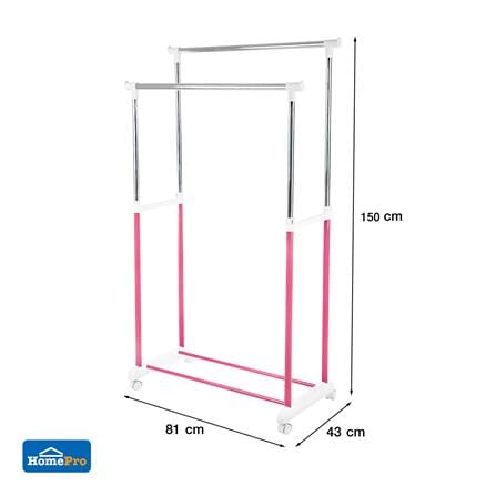 CLOTH RACK 2BAR 81x43x90cm PINK PLIM_6