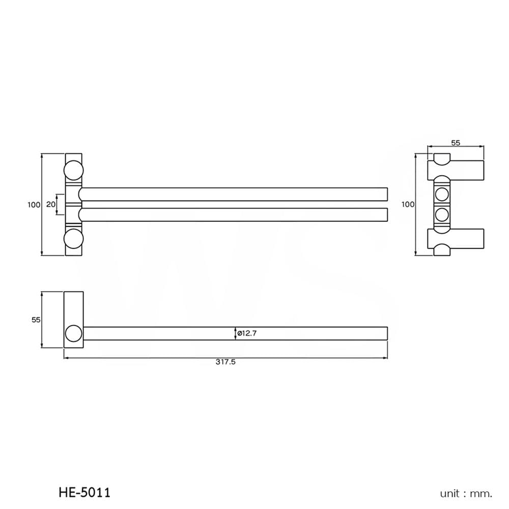ราวแขวนผ้าคู่ แบบสวิง WS HE-5011 สเตนเลส