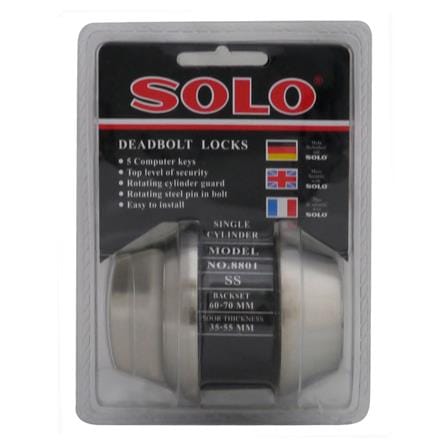 กุญแจลิ้นตาย 1 ด้าน SOLO 8801 สีสเตนเลส