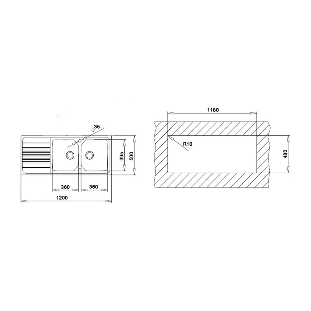 BUILT-IN SINK 2B1RD TEKA T PLUS STAINLESS STEEL