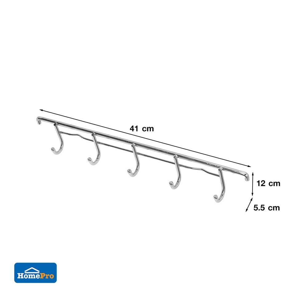STAINLESS STEEL KITCHEN RAIL WITH 5 HOOKS KECH KECH-206D 35CM