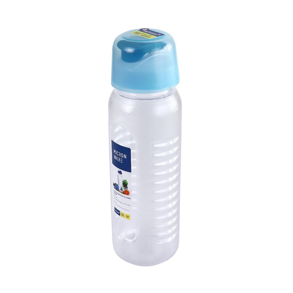 ขวดน้ำทรงกลมฝาดึง MICRONWARE 1.2 ลิตร สีฟ้า