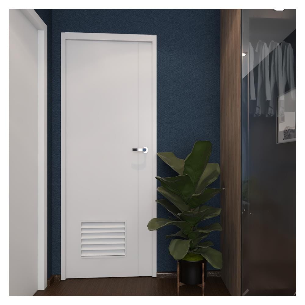 PVC BATHROOM DOOR AZLE GROOVE BOTTOM LOUVER 70X200CM WHITE
