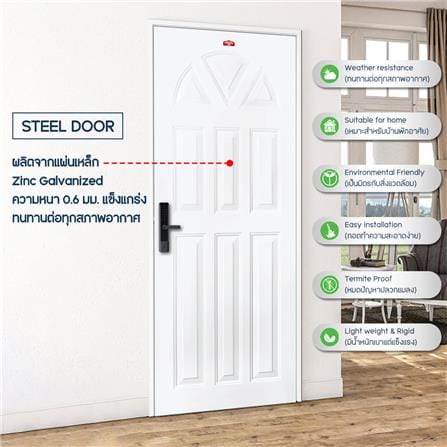 PRE-BORED STEEL EXTERIOR DOOR PROFESSIONAL DOOR B1W 79.2x199.4CM WHITE_3