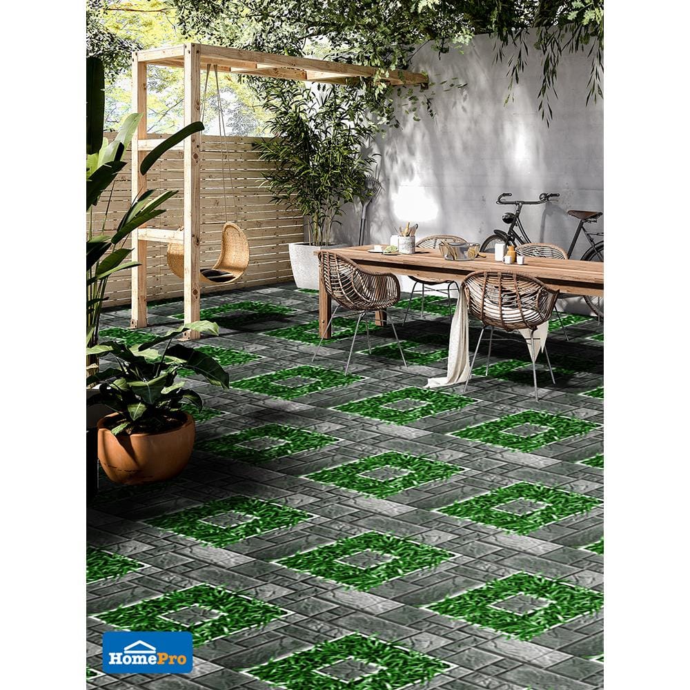 กระเบื้องพื้น 40x40 ซม. กอหญ้า เทา