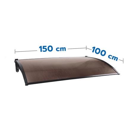 FIXED POLYCARBONATE AWNING SUNSHIELD 100x150CM LIGHT BROWN