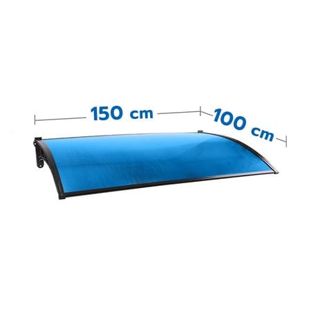 FIXED POLYCARBONATE AWNING (CLEAR) SUNSHIELD 100x150CM BLUE