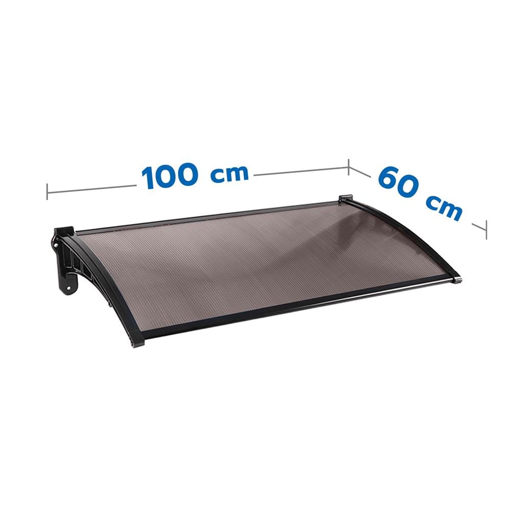 FIXED POLYCARBONATE AWNING (CLEAR) SUNSHIELD 60x100CM LIGHT BROWN