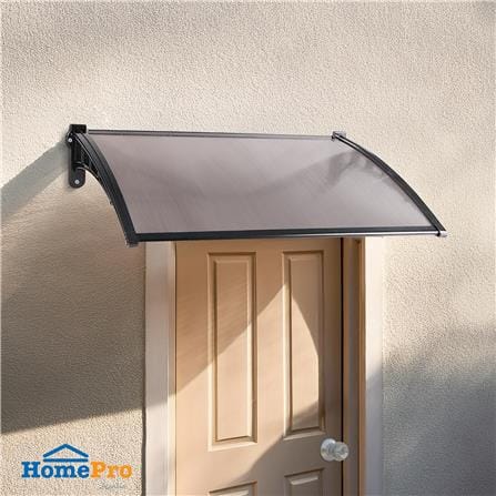 FIXED POLYCARBONATE AWNING (CLEAR) SUNSHIELD 60x100CM LIGHT BROWN_4