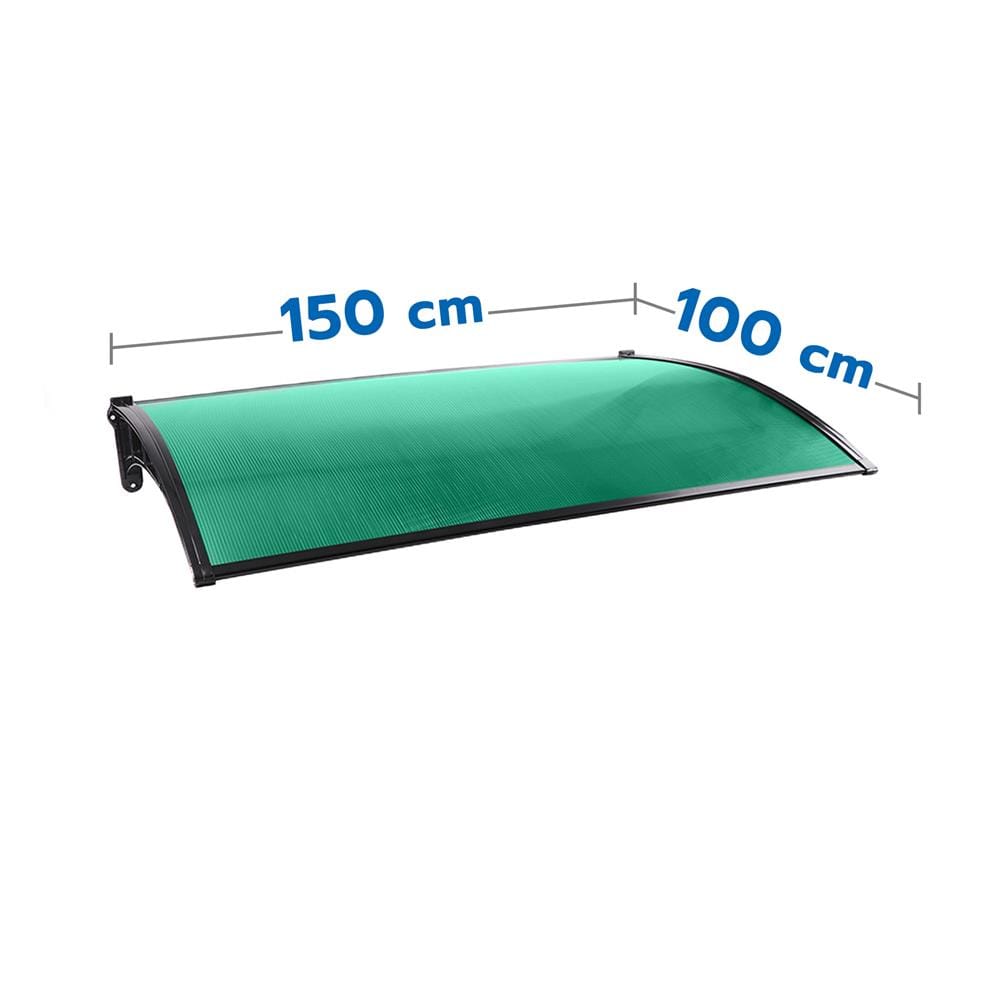 FIXED POLYCARBONATE AWNING (CLEAR) SUNSHIELD 100x150CM GREEN