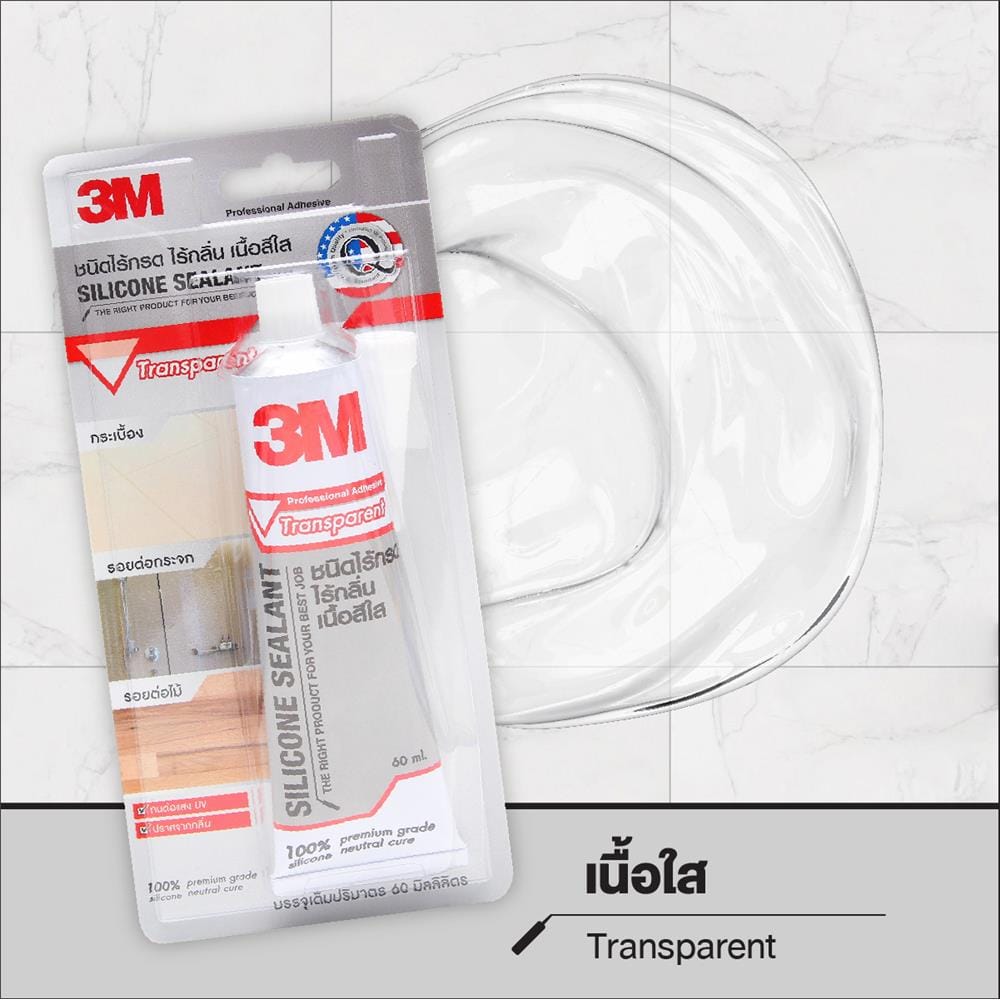 ซิลิโคนชนิดไร้กรด 3M 60 มล. สีใส