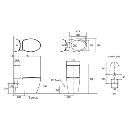 สุขภัณฑ์ 2 ชิ้น KOHLER K-75921X-S 3/4.2L สีขาว_1