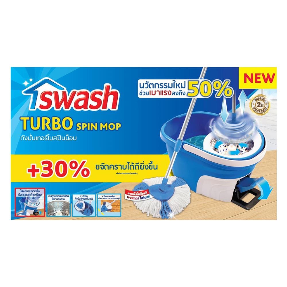 ชุดอุปกรณ์ถังปั่นพร้อมไม้ม็อบ SWASH TURBO สีฟ้า