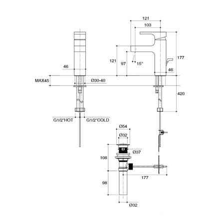 ก๊อกอ่างล้างหน้าผสม KOHLER K-37327X-4-CP_1