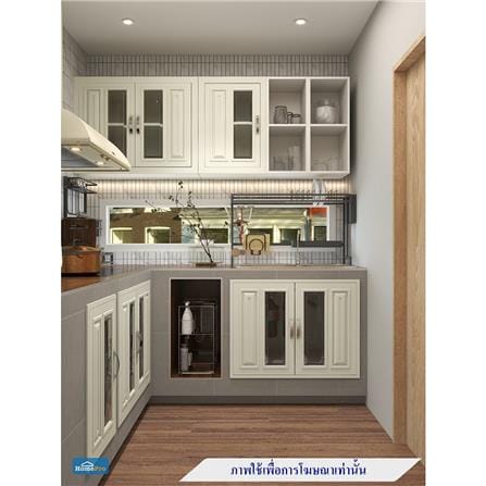 บานซิงค์ CABIN กระจก+ลูกฟัก 84x64 ซม. สีครีม_5
