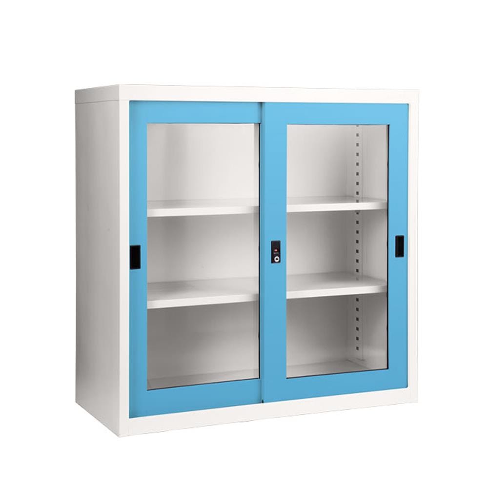 ตู้เหล็กบานเลื่อนกระจก KIOSK SGD-3 DG/BO สีฟ้า