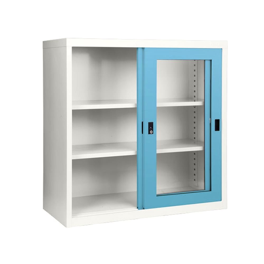 ตู้เหล็กบานเลื่อนกระจก KIOSK SGD-3 DG/BO สีฟ้า