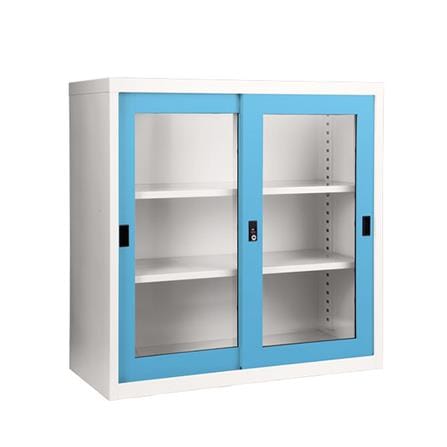 ตู้เหล็กบานเลื่อนกระจก KIOSK SGD-3 DG/BO สีฟ้า_1