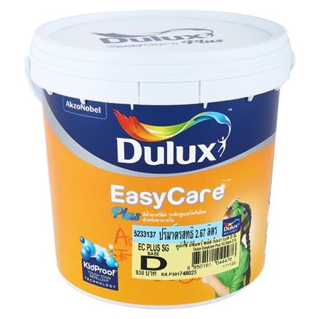 สีน้ำทาภายใน DULUX EASY CARE PLUS BASE D สีขาว กึ่งเงา 3 ลิตร_0