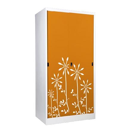 ตู้เสื้อผ้าเหล็กบานเลื่อน KIOSK SDW-18/I DG/OR 91.4 ซม. สีส้ม_1