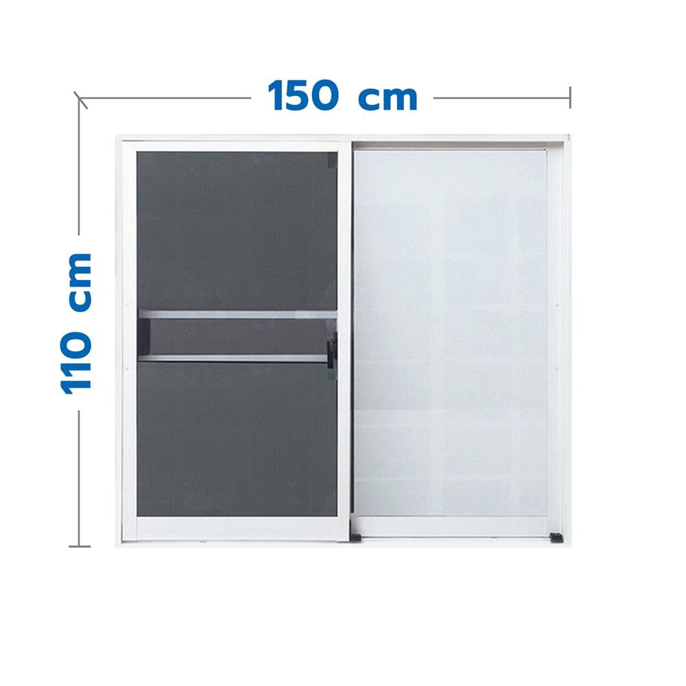 หน้าต่างบานเลื่อน อะลูมิเนียม S-S มุ้ง LYNN X-SERIES 150X110 ซม. สีขาว