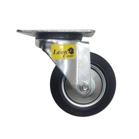 SWIVEL PLATE RUBBER CASTER WITHOUT BRAKE LEON 4IN BLACK
