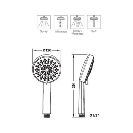 ชุดฝักบัวสายอ่อน 4 ระดับ HAFELE รุ่น 495.60.620 สีโครม_1