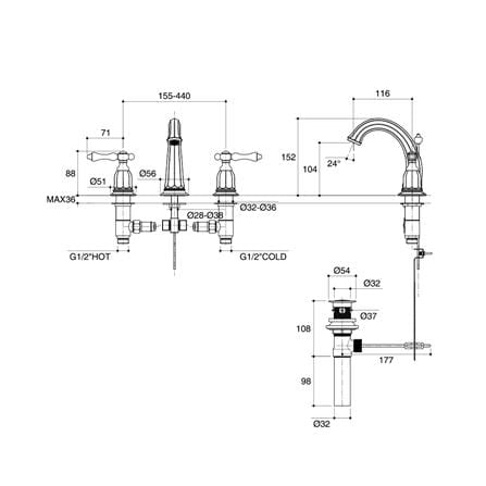 ก๊อกอ่างล้างหน้าผสม KOHLER K-13491T-4-2BZ_1