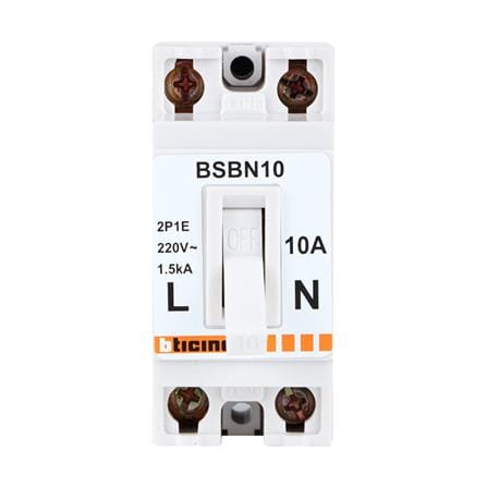 เซอร์กิตเบรกเกอร์แบบลอย 10 แอมป์ 2 โพล 1 เฟส BTICINO รุ่น BSBN10