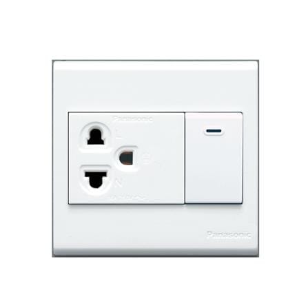 ชุดเต้ารับ 3 ขา+ สวิตซ์ 1 ทาง PANASONIC BSW1391S สีขาว