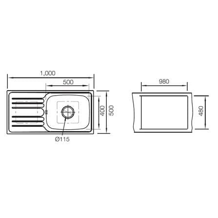 ซิงค์ฝัง 1 หลุม 1 ที่พัก HAFELE ARTEMIS 495.39.288 LHD สเตนเลส_3