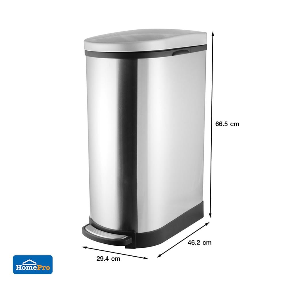 ถังขยะเหยียบทรงสูง ACCO HP-010 ขนาด 40L สีเงิน