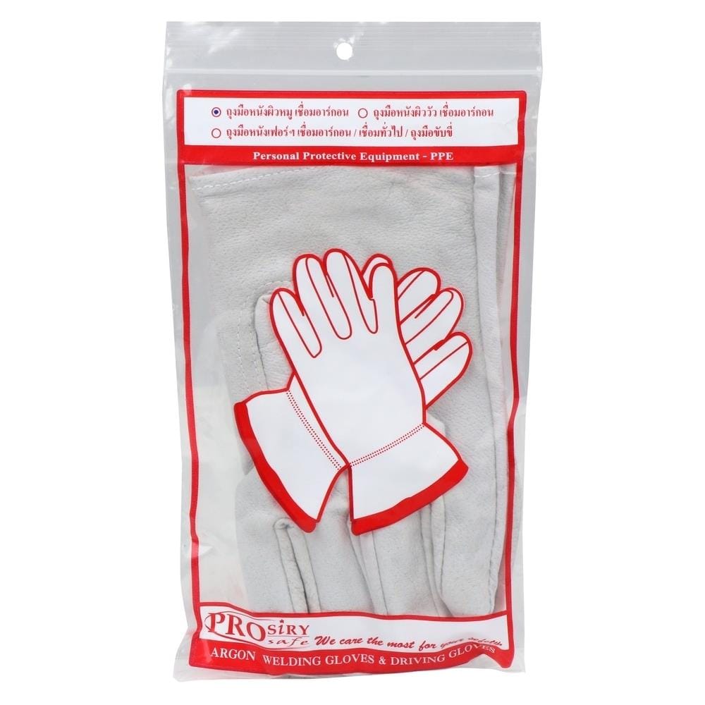 ถุงมือหนังผิวหมู เชื่อมอาร์กอน PROSIRY SAFE สีครีม