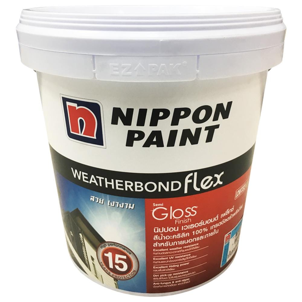 สีน้ำทาภายนอก ชนิดกึ่งเงา NIPPON WEATHERBOND FLEX BASE A สีขาว 2.5 แกลลอน