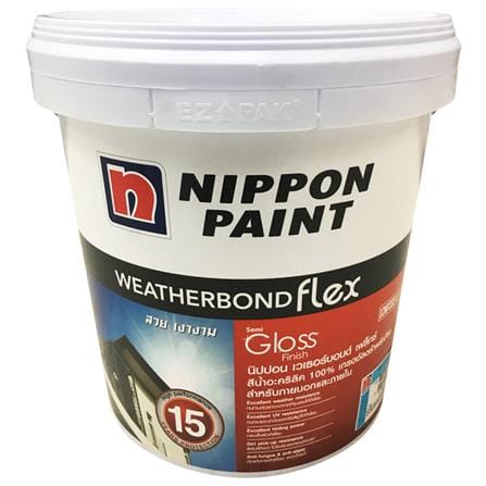สีน้ำทาภายนอก ชนิดกึ่งเงา NIPPON WEATHERBOND FLEX BASE A สีขาว 2.5 แกลลอน_0